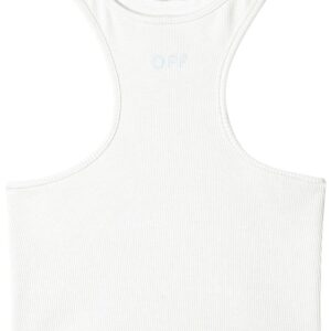 Off-White logo-embroidered cropped tank top