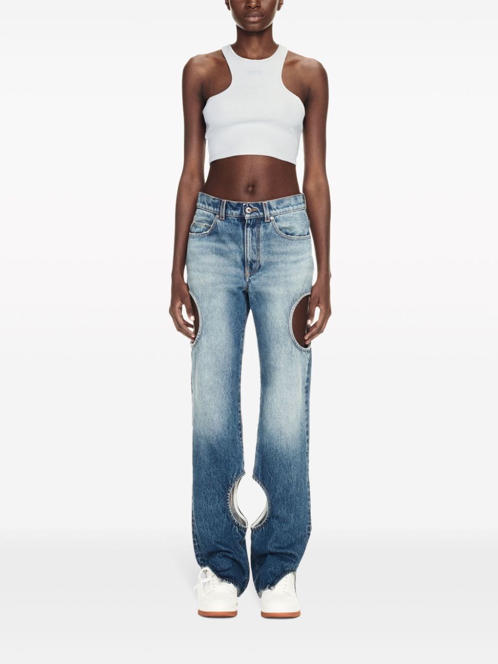 Off-White logo-embroidered cropped tank top - Image 2