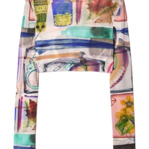 Off-White  X-ray semi-sheer cropped T-shirt