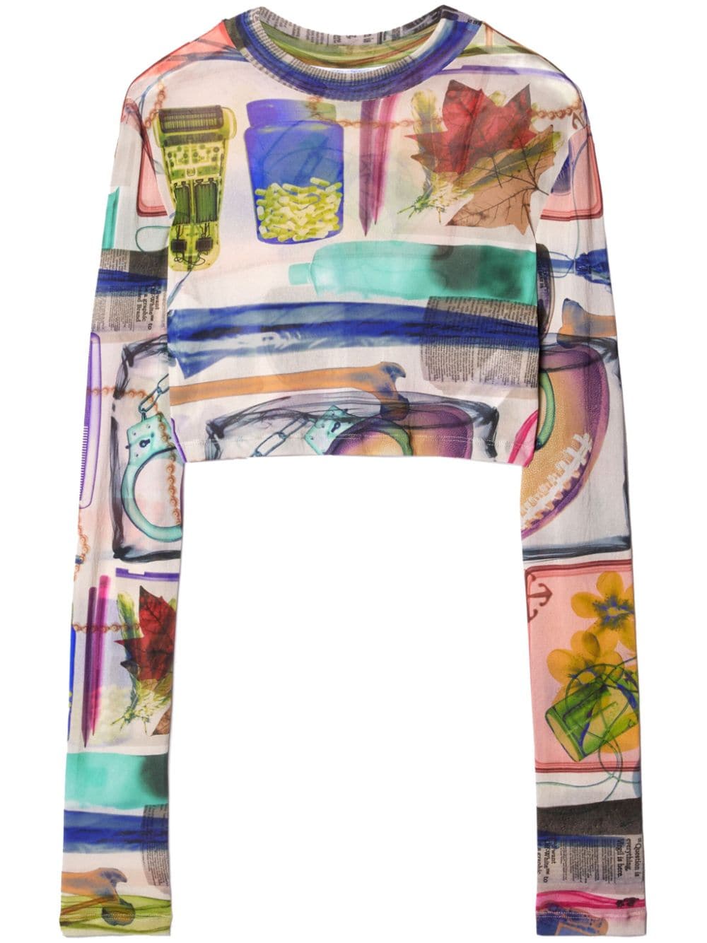 Off-White X-ray semi-sheer cropped T-shirt