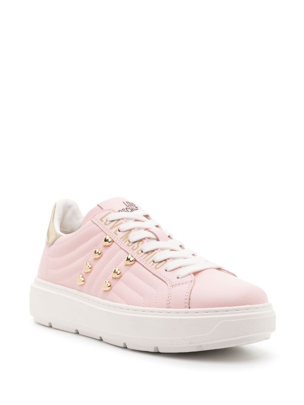 Love Moschino stud-embellished leather sneakers - Image 2