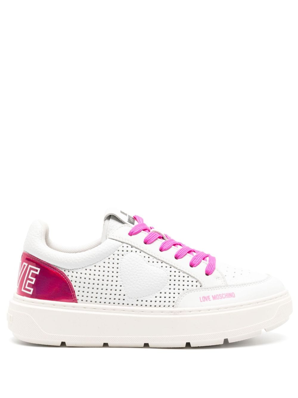 Love Moschino logo-print panelled leather sneakers