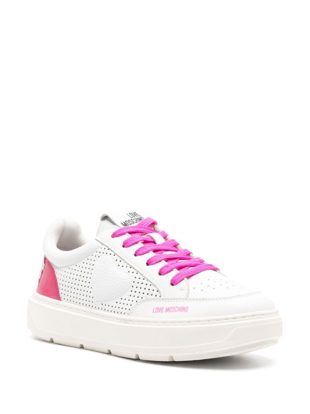 Love Moschino logo-print panelled leather sneakers - Image 2