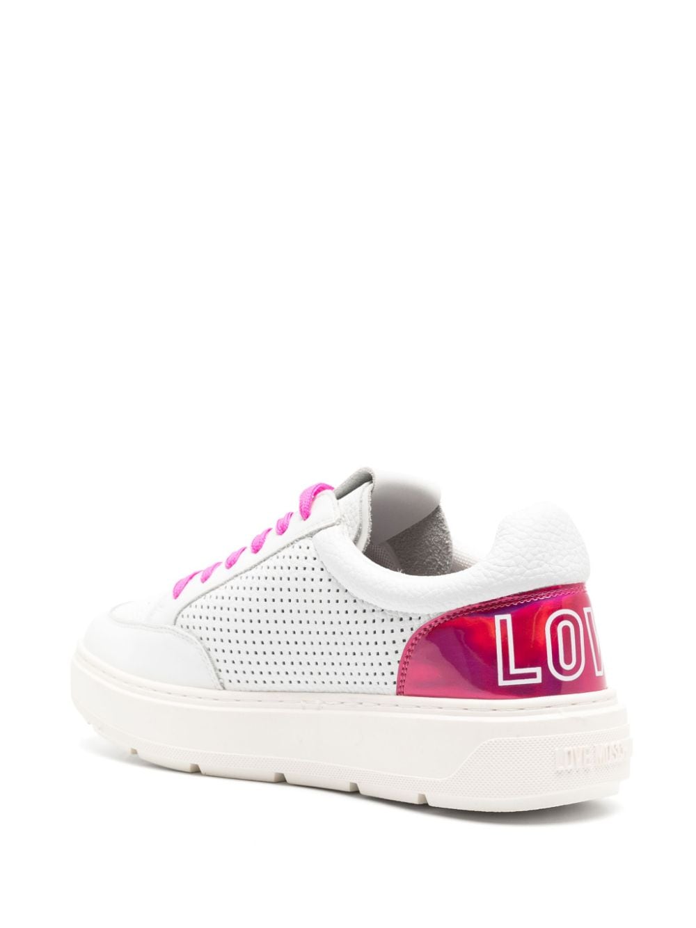 Love Moschino logo-print panelled leather sneakers - Image 3