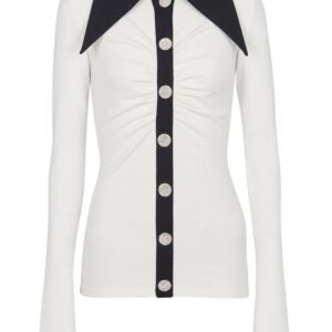 Balmain rhinestone-button long-sleeve shirt