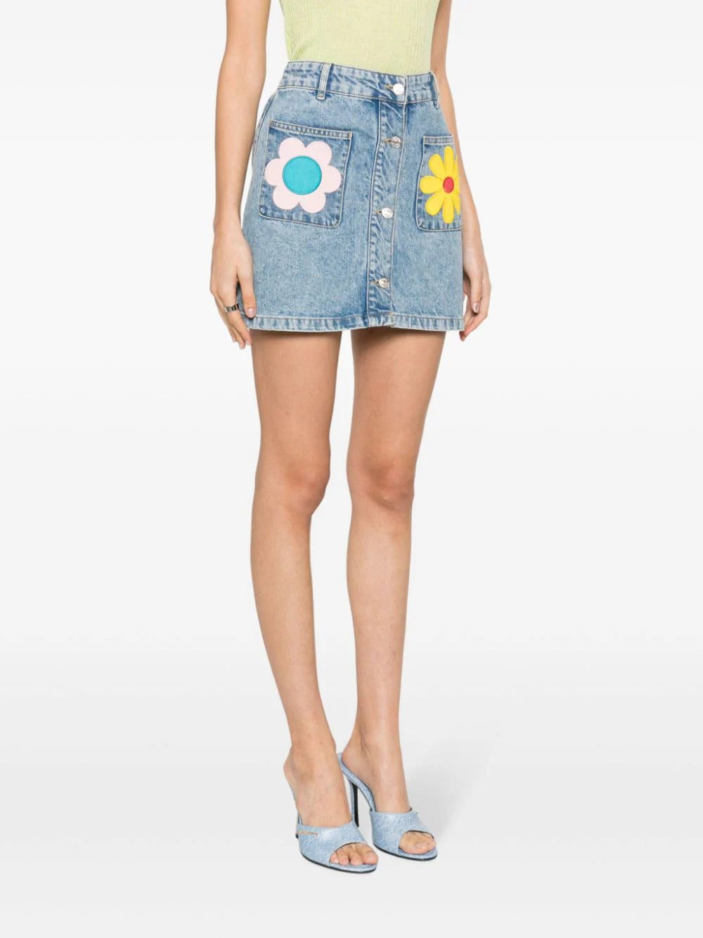 MOSCHINO JEANS floral-patches denim miniskirt - Image 3