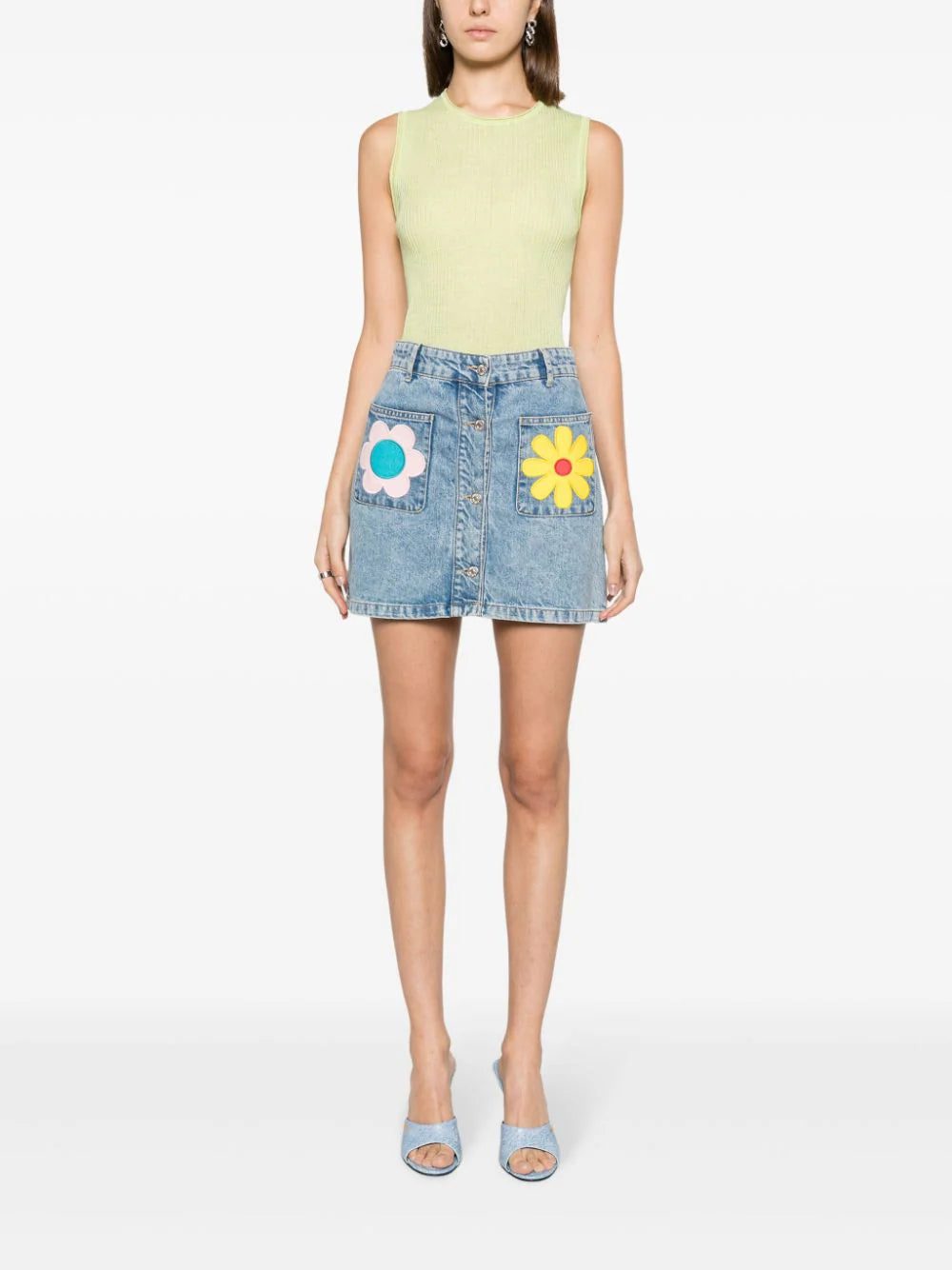 MOSCHINO JEANS floral-patches denim miniskirt - Image 2