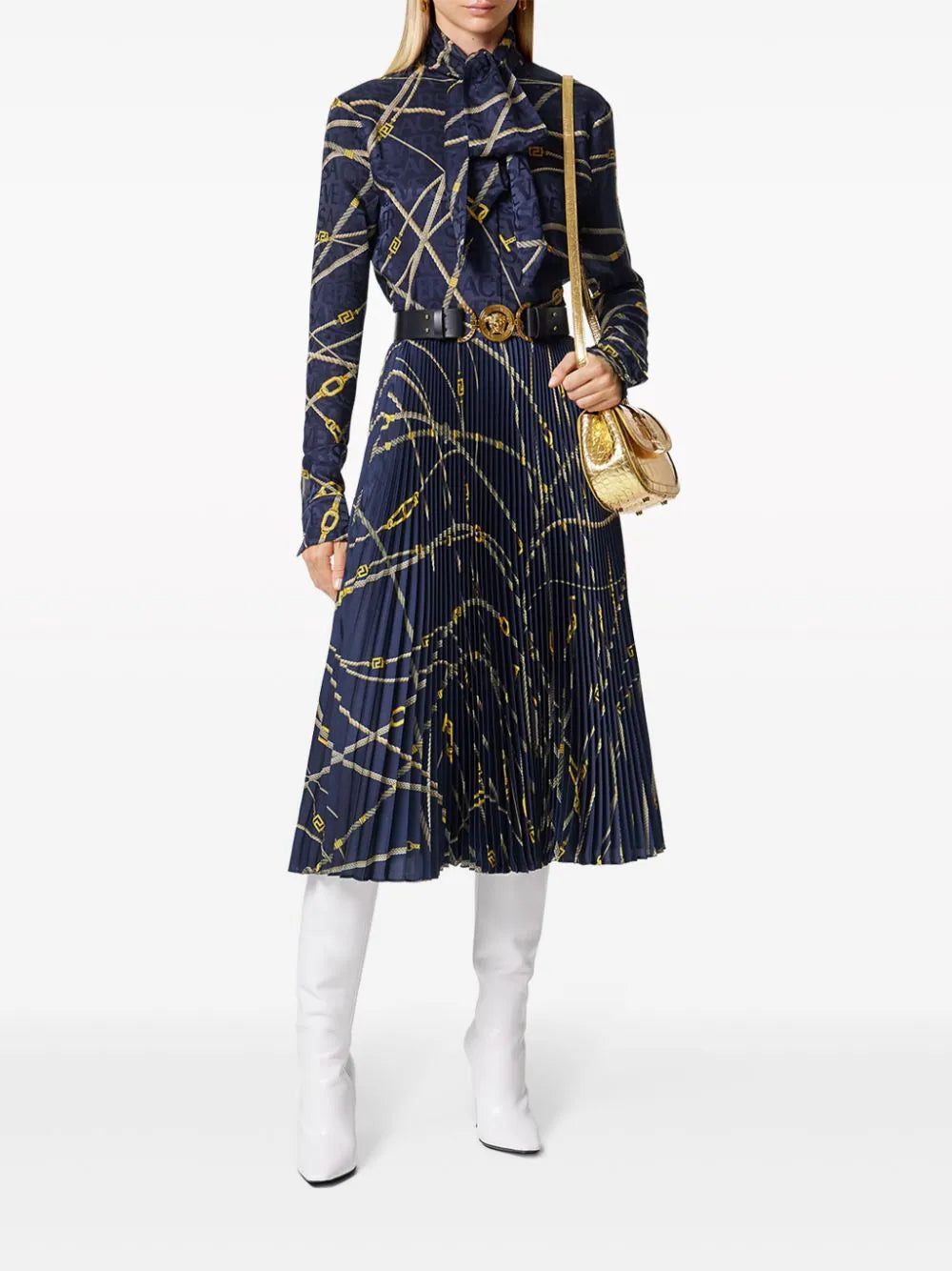 Versace Greca Nautical-print pleated skirt - Image 2