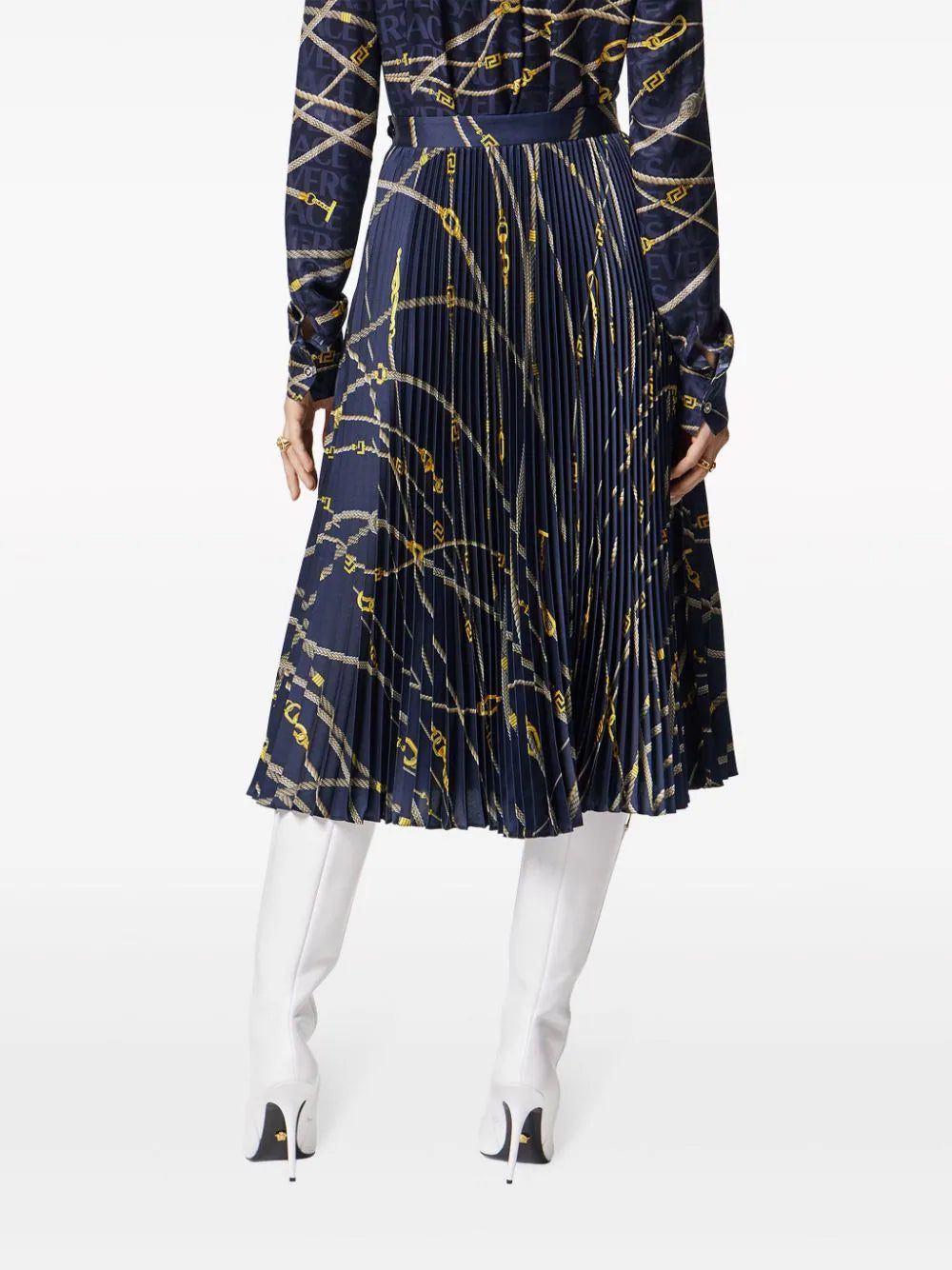 Versace Greca Nautical-print pleated skirt - Image 4