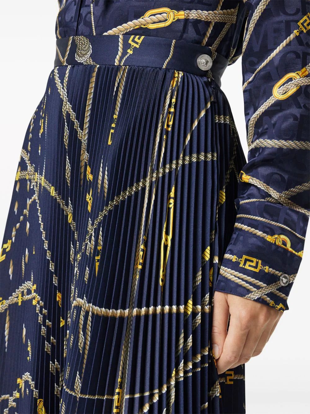 Versace Greca Nautical-print pleated skirt - Image 3