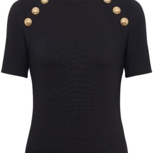 Balmain  6-Button raglan-sleeve T-shirt.