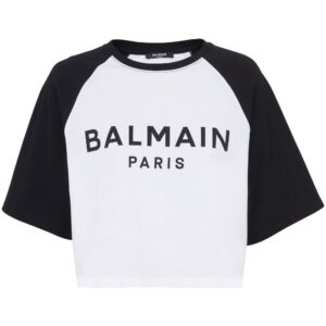 Balmain logo-print cropped cotton T-shirt