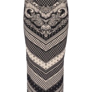 Balmain  monogram-pattern knitted pencil skirt