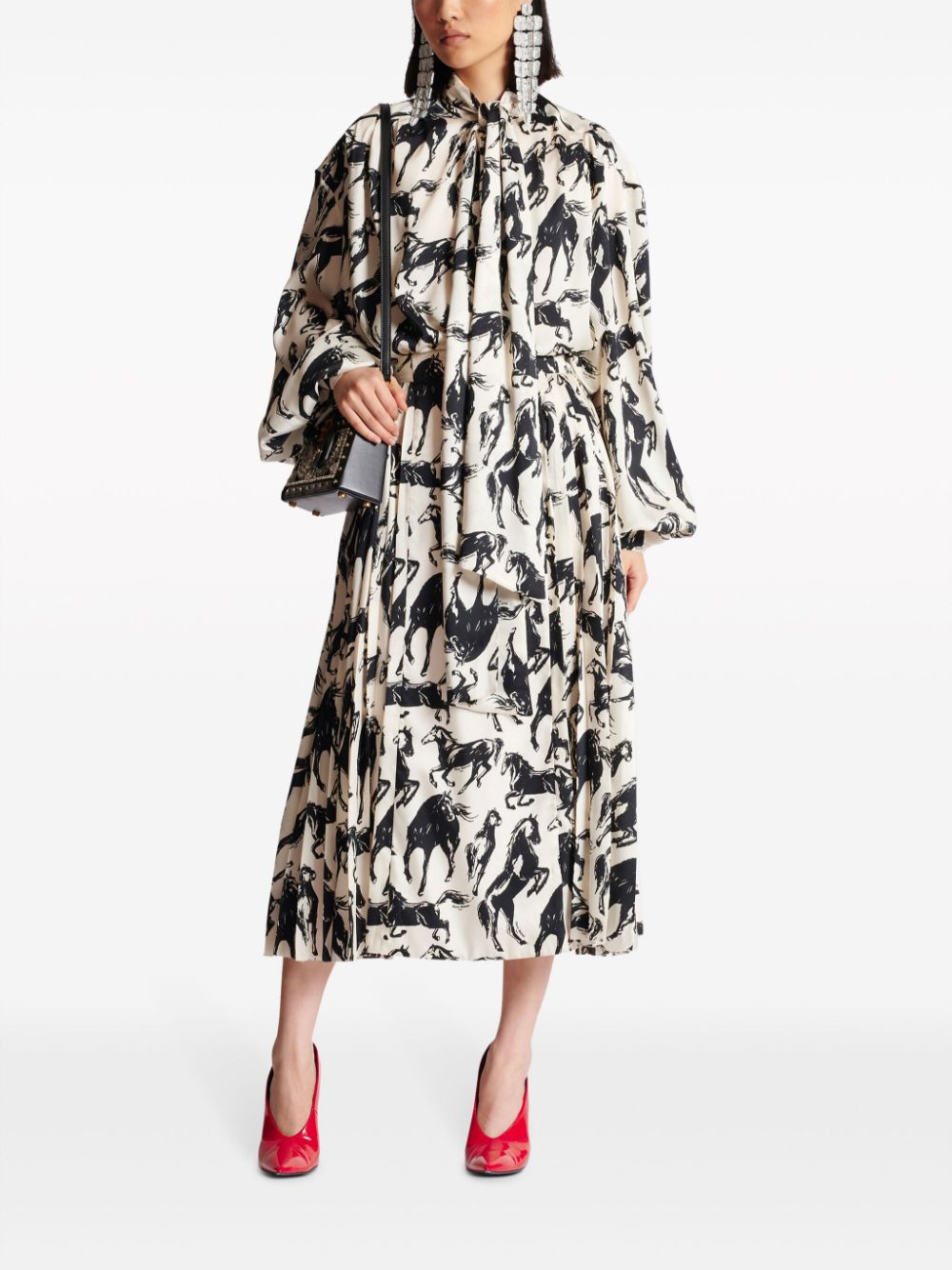 Balmain horse-print pleated midi skirt - Image 2