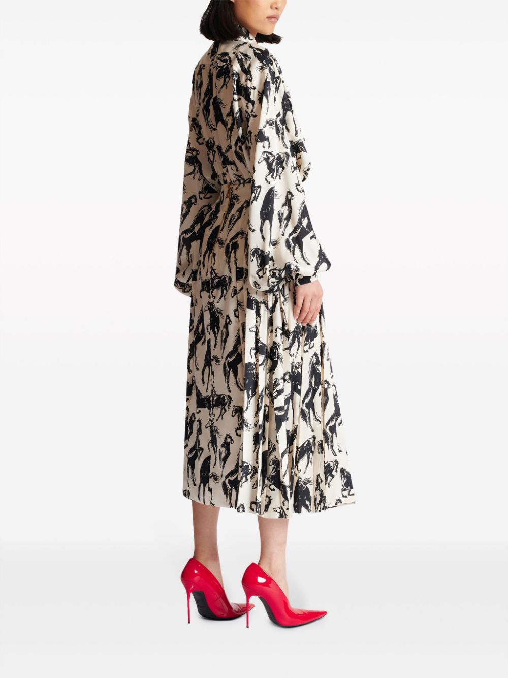 Balmain horse-print pleated midi skirt - Image 4