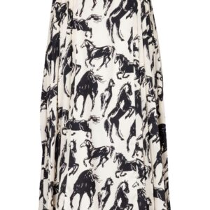 Balmain  horse-print pleated midi skirt
