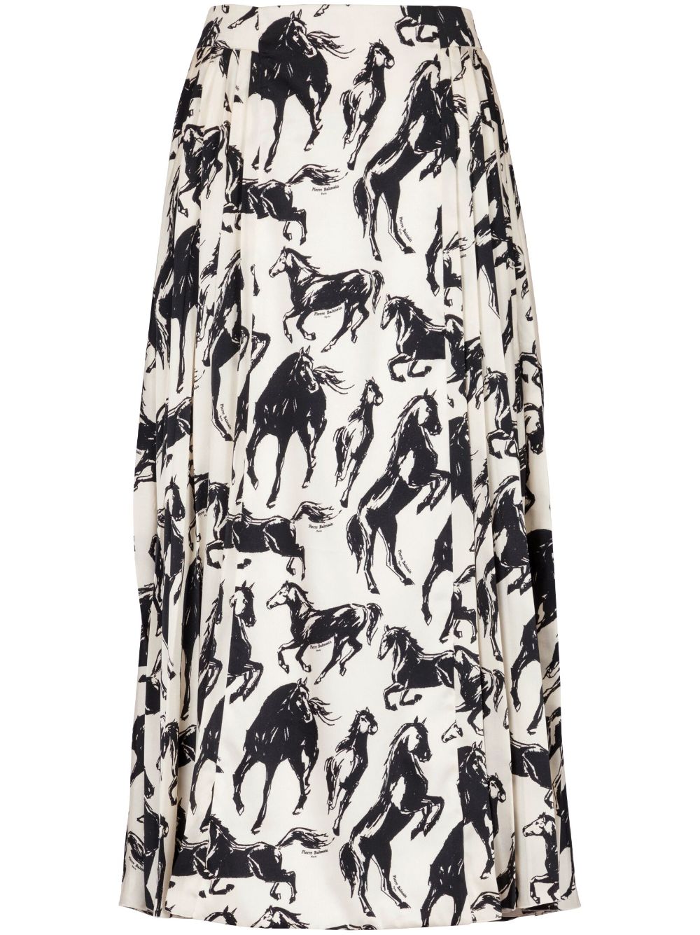 Balmain horse-print pleated midi skirt
