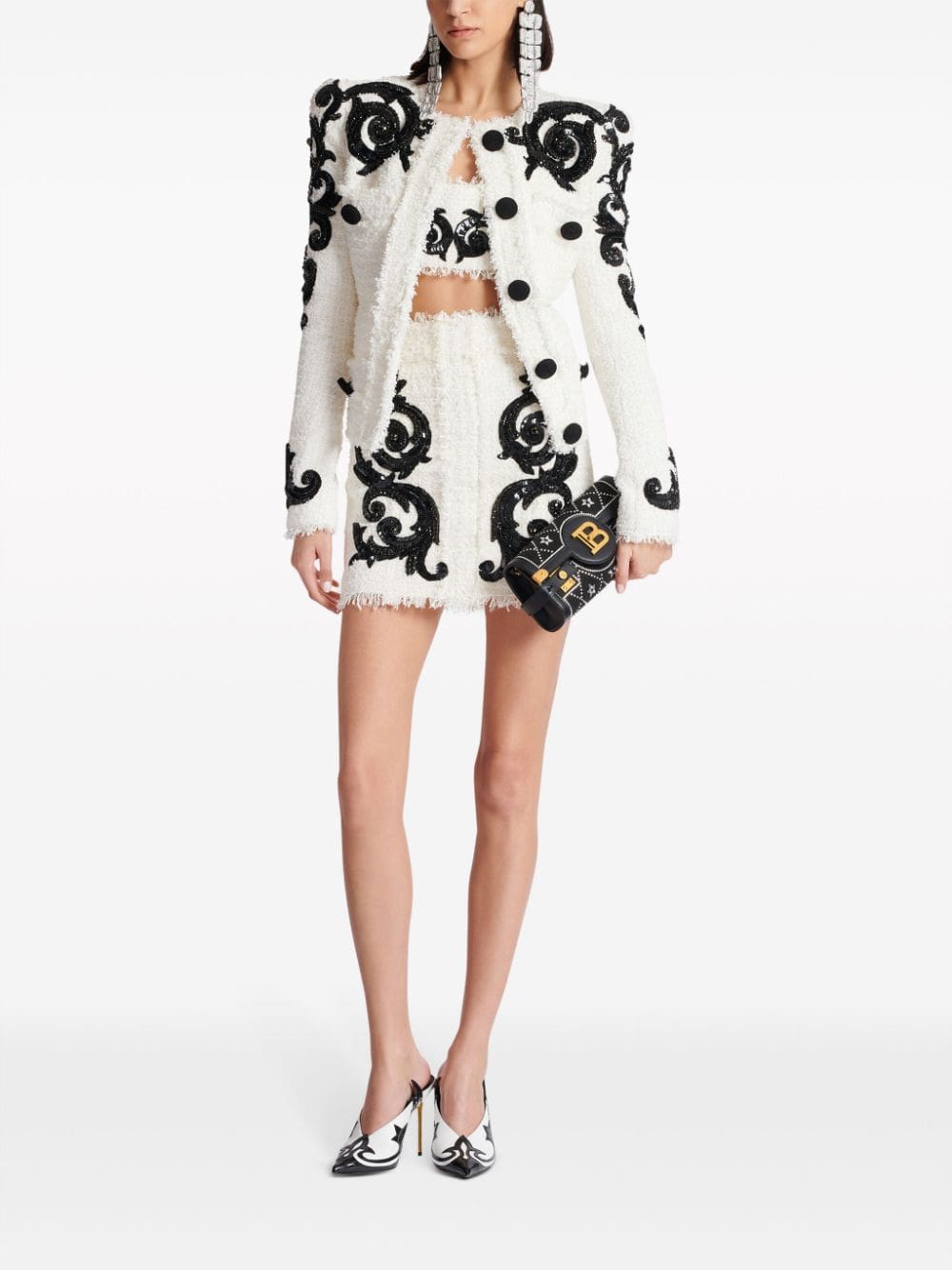 Balmain Baroque embroidered tweed crop top - Image 2