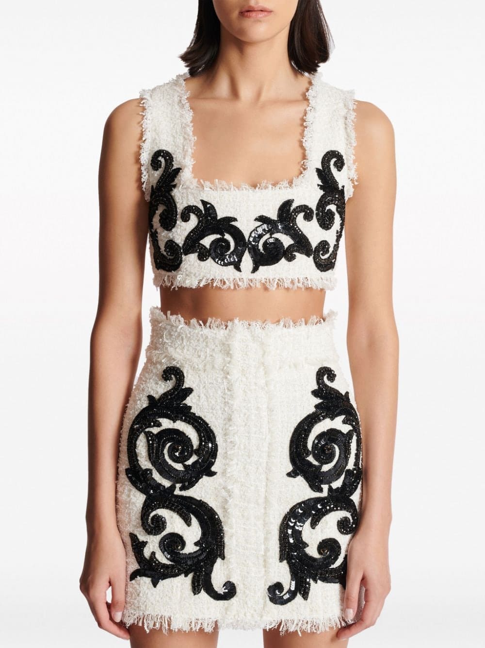 Balmain Baroque embroidered tweed crop top - Image 5