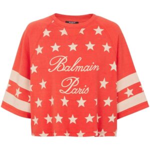 Balmain logo-print cropped cotton T-shirt