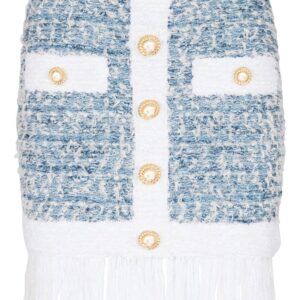 Balmain  fringed tweed miniskirt
