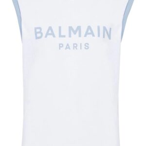 Balmain  3-Button logo-print cotton top