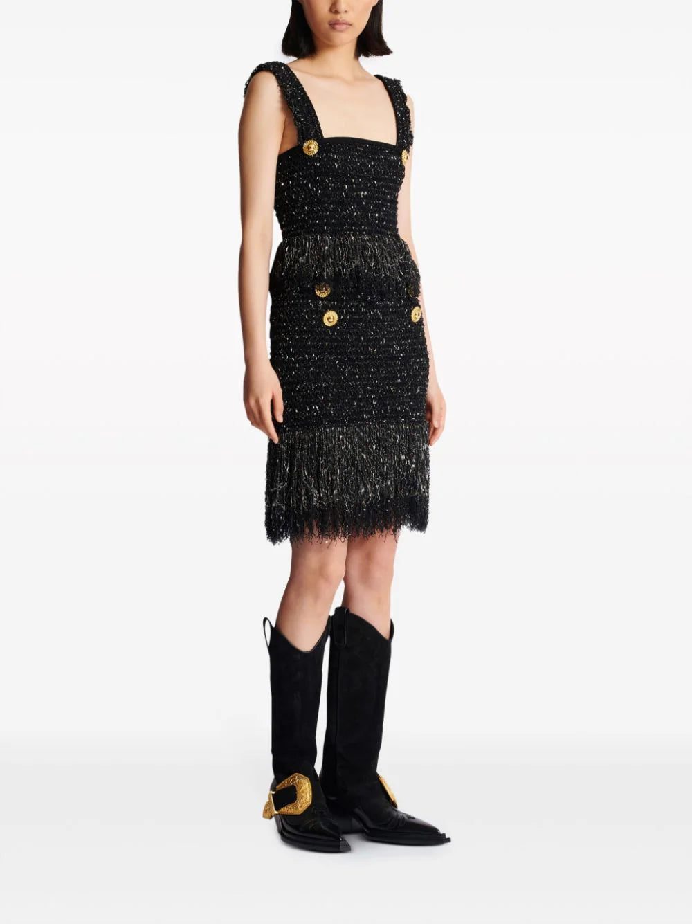 Balmain 6-Button fringed tweed skirt - Image 3