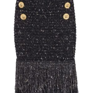 Balmain  6-Button fringed tweed skirt