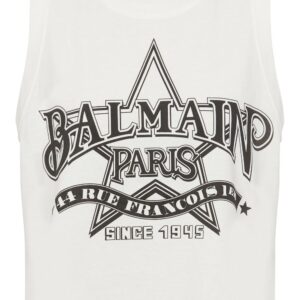 Balmain Western-print cropped tank top