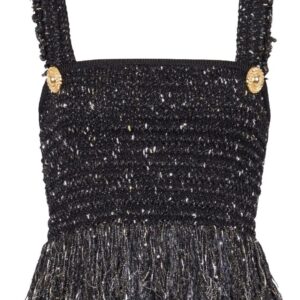 Balmain  2-Button fringe tweed top