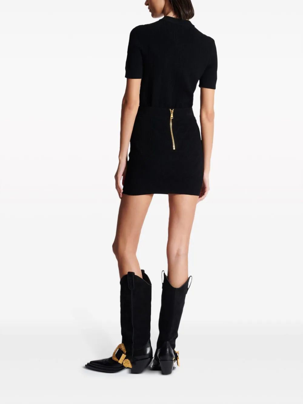Balmain 6-Button fine-knit mini skirt - Image 4