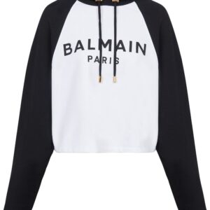 Balmain logo-print cropped hoodie