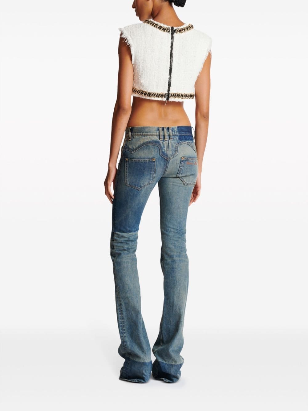 Balmain Signature-embroidered tweed crop top - Image 4