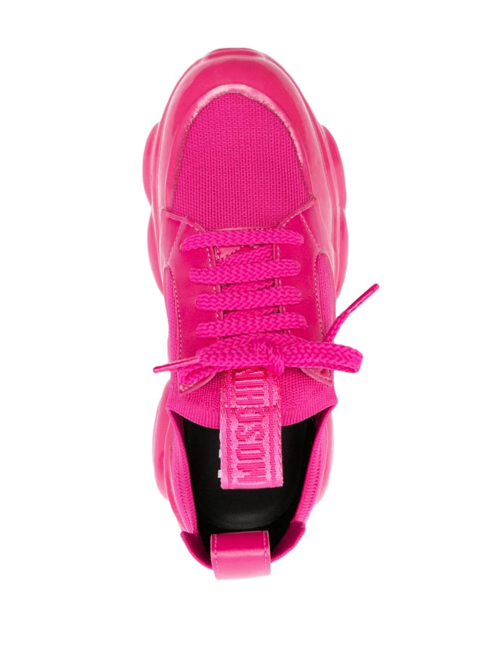 Moschino logo-patch leather sneakers - Image 4