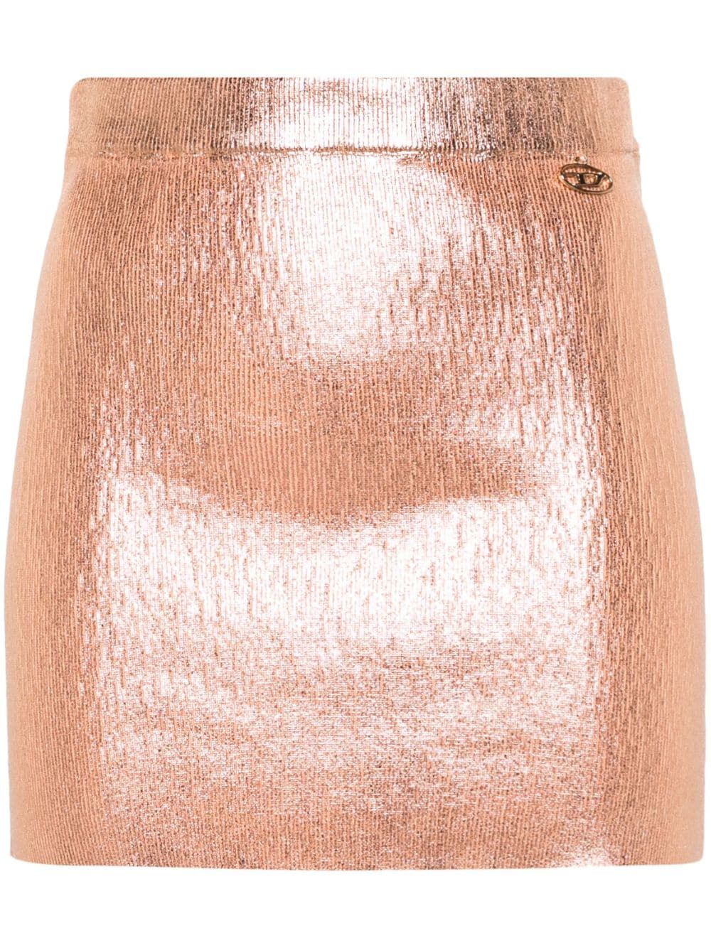 Diesel metallic logo-appliqué mini skirt