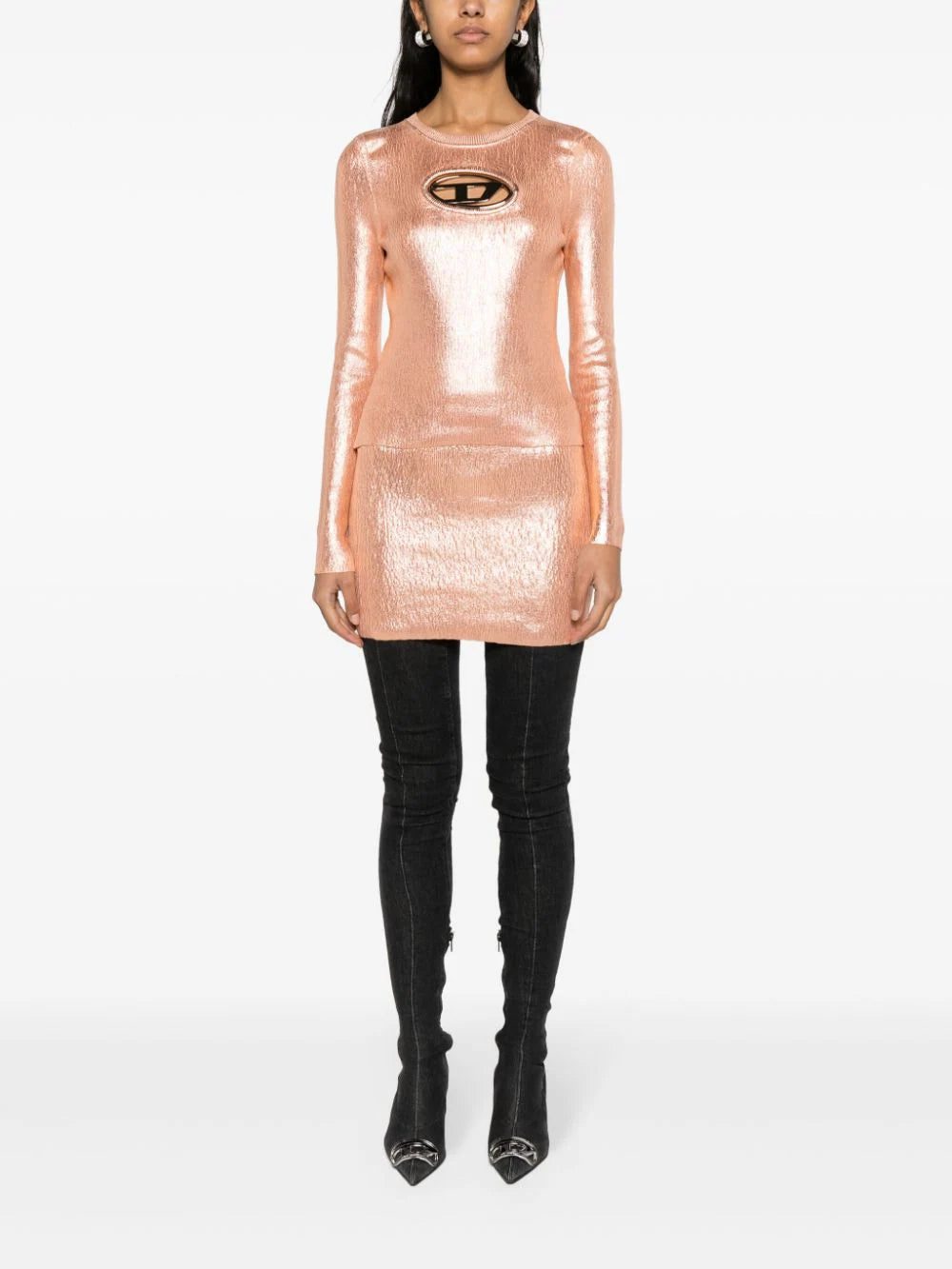 Diesel metallic logo-appliqué mini skirt - Image 2