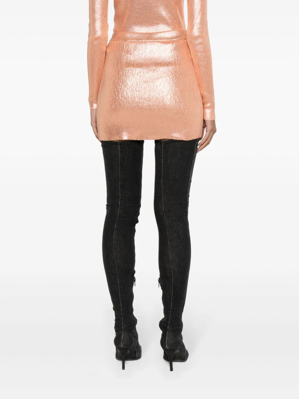 Diesel metallic logo-appliqué mini skirt - Image 4