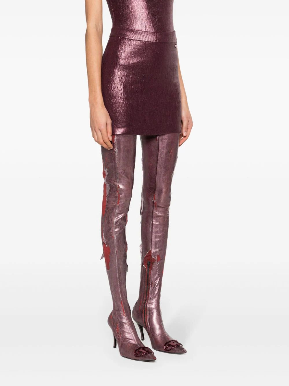 Diesel BR-M-Onerva foiled miniskirt - Image 3