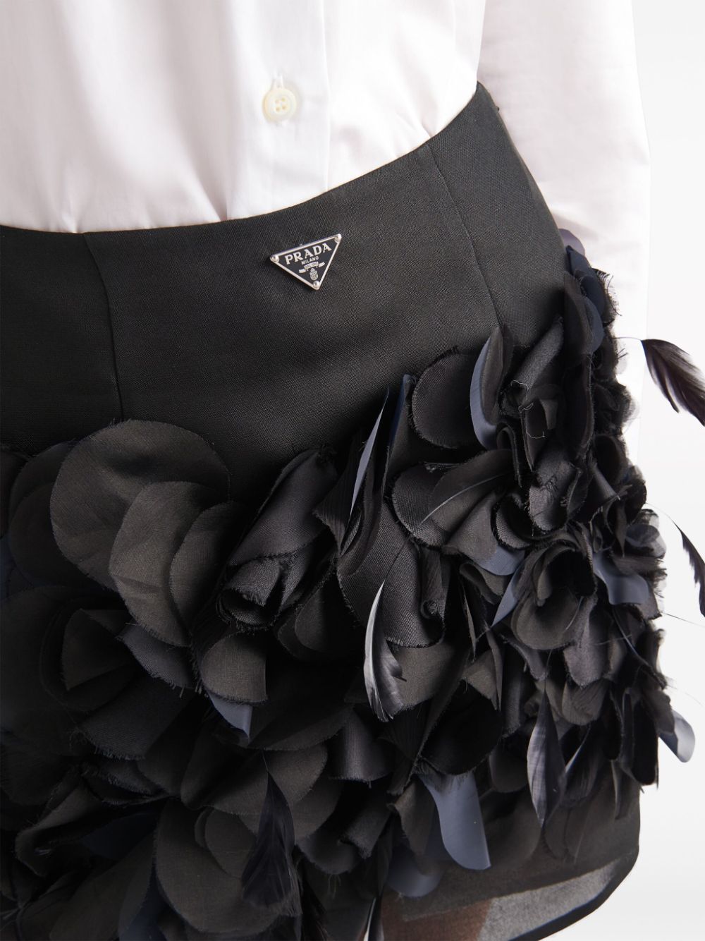 Prada feather-detail silk miniskirt - Image 4