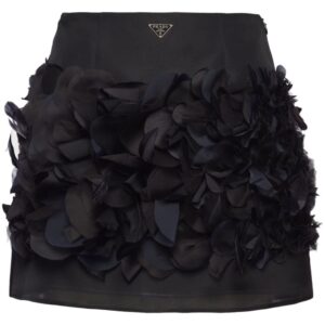 Prada feather-detail silk miniskirt