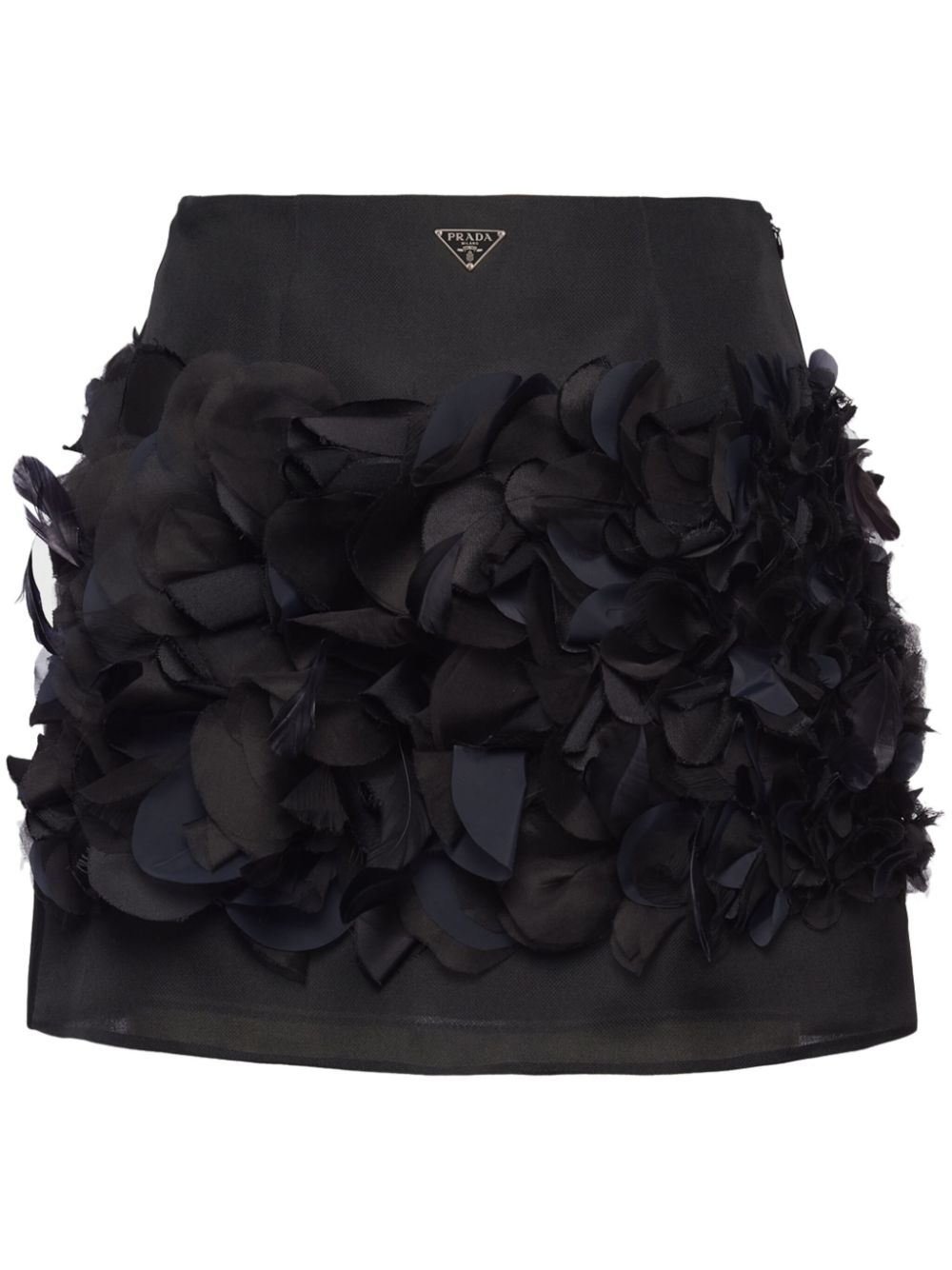 Prada feather-detail silk miniskirt