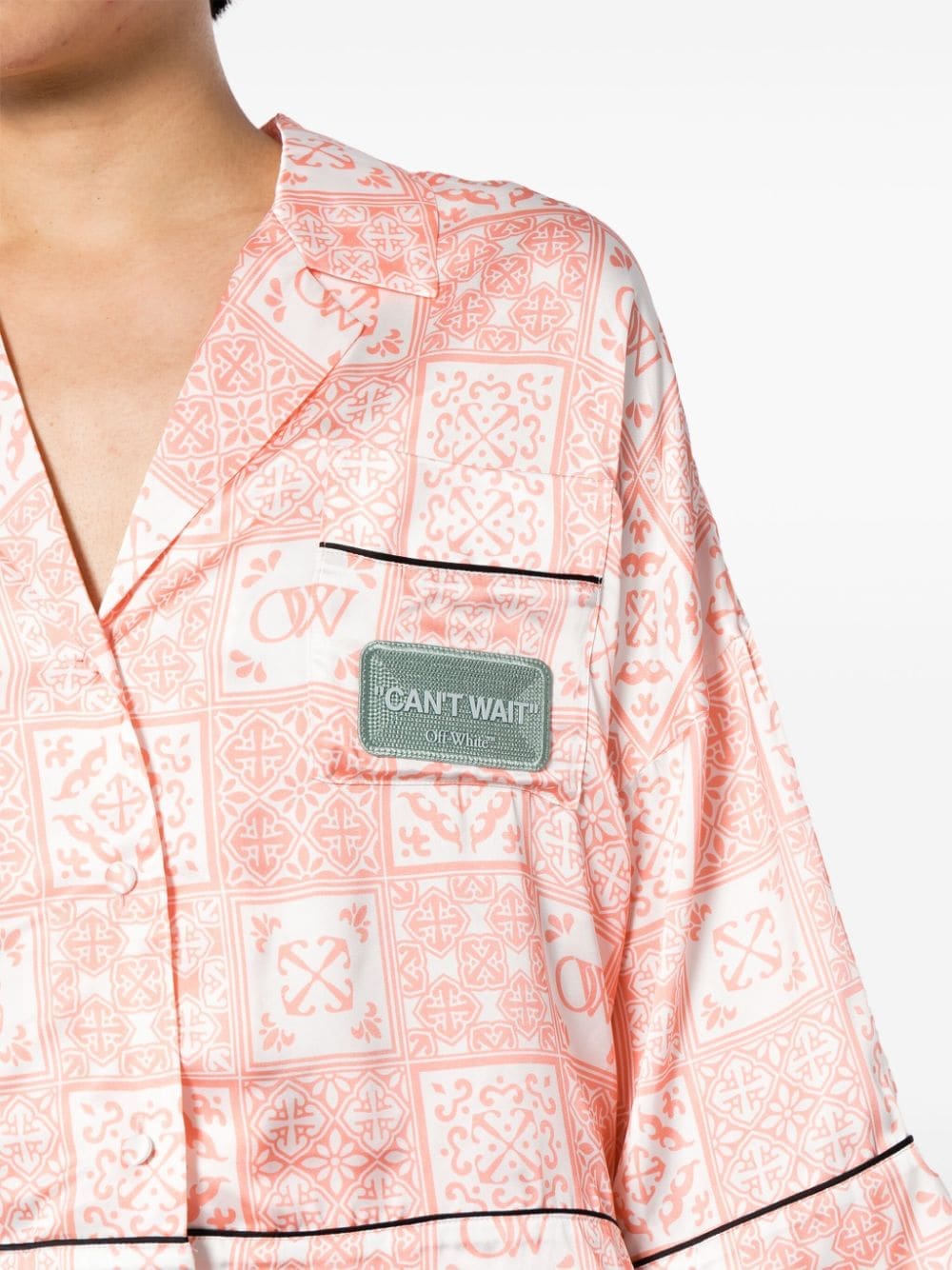 Off-White graphic-print satin shirt - Image 5