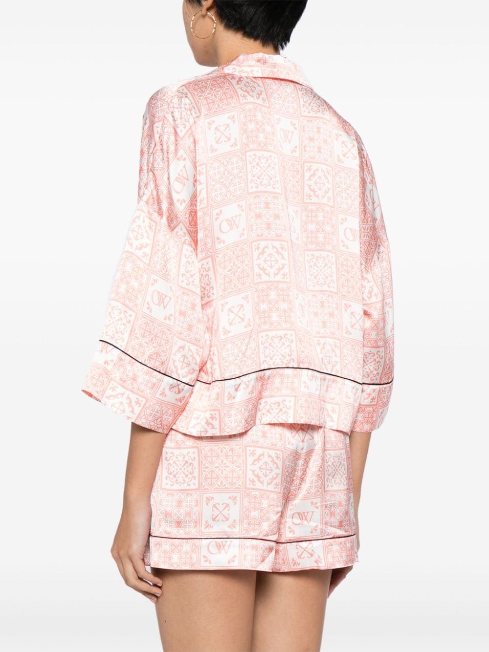 Off-White graphic-print satin shirt - Image 4