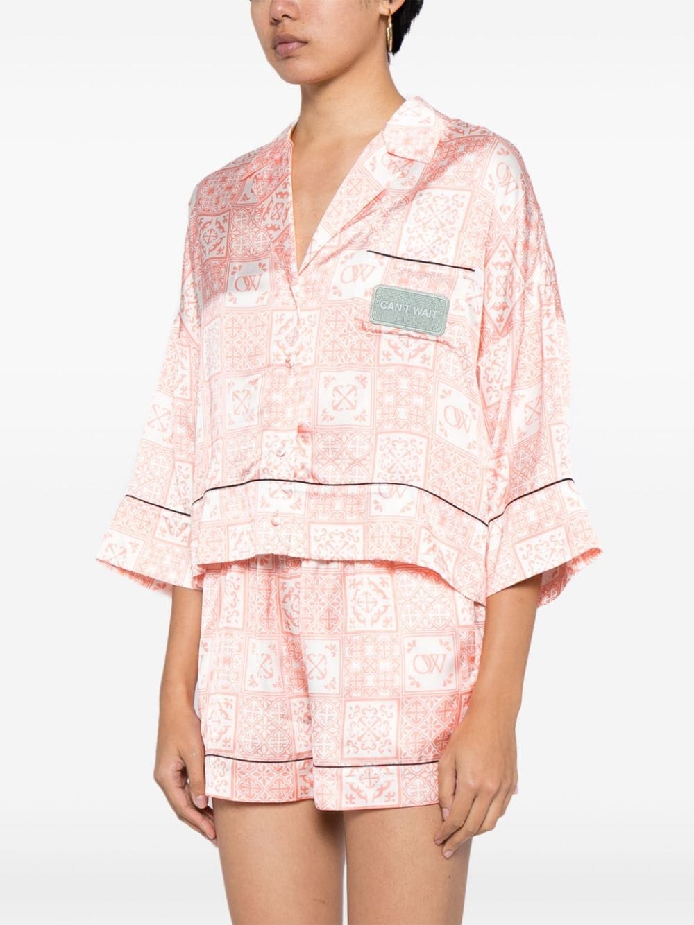 Off-White graphic-print satin shirt - Image 3