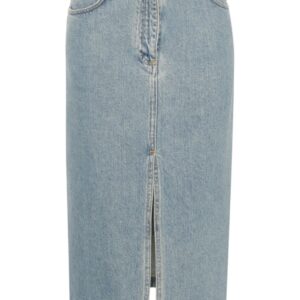 Moschino  Teddy Bear-button denim midi skirt