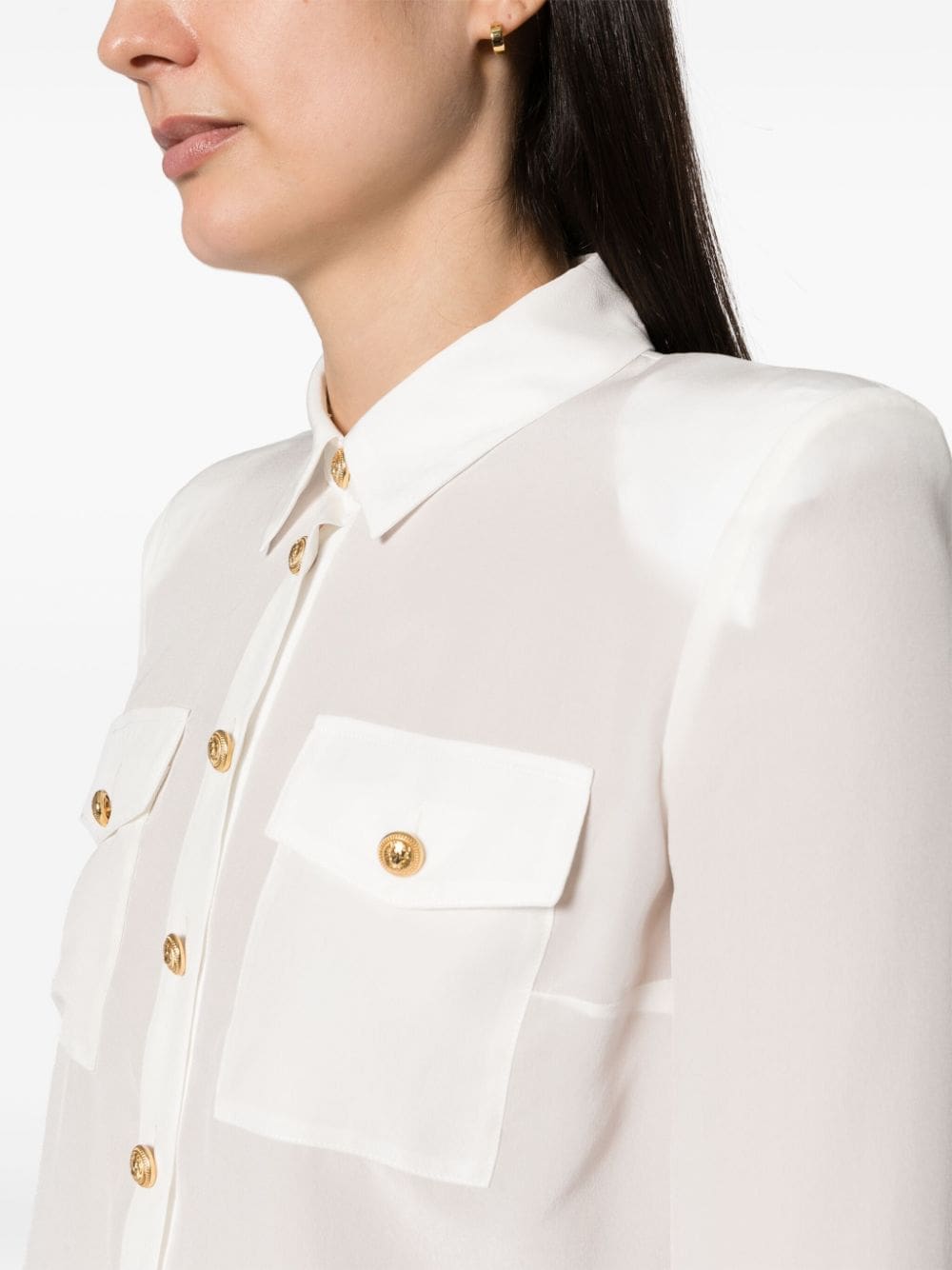 Balmain embossed-buttons silk shirt - Image 5