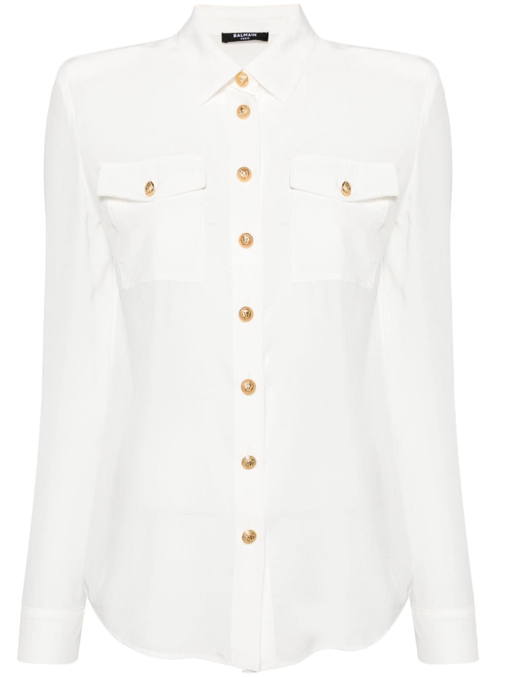 Balmain embossed-buttons silk shirt