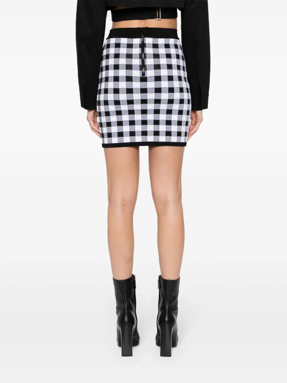 Balmain buttoned gingham knitted miniskirt - Image 4