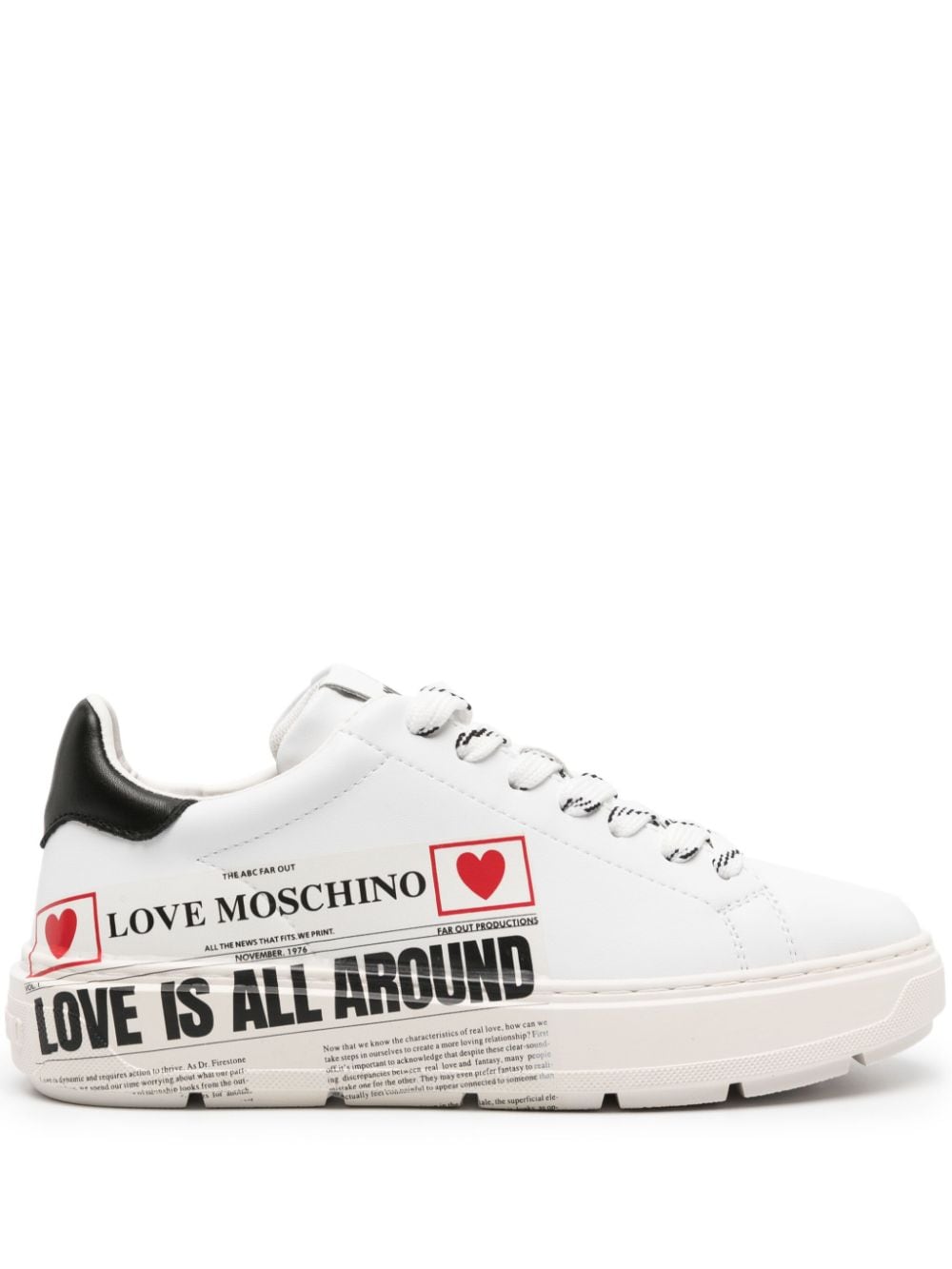 Love Moschino newspaper-print leather sneakers