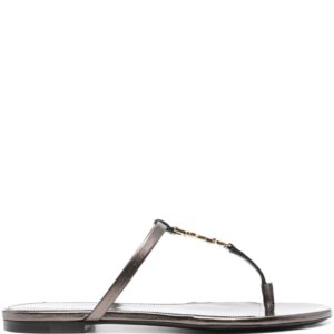Saint Laurent Cassandra leather flip flops